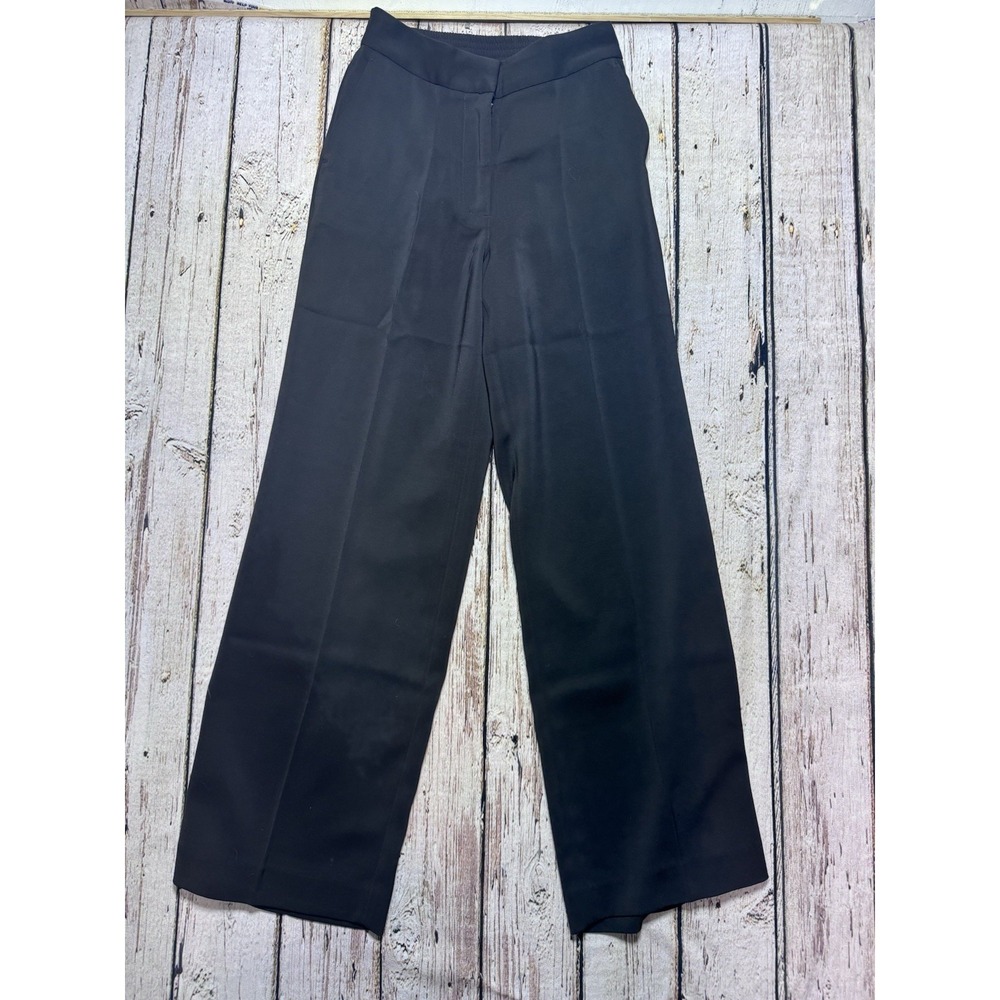 Quince Wide Leg Stretch Crepe Classic Trouser Career Pants Black Size 2 Women's